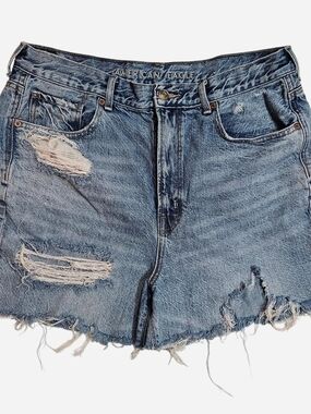 American Eagle Outfitters Light Blue Distressed Denim Shorts High Wasted 12